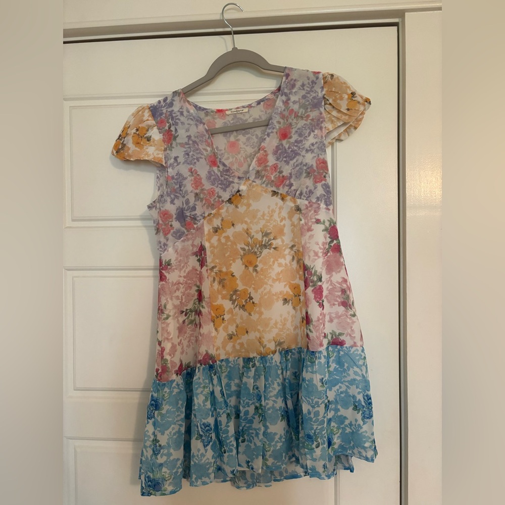 Multicolor Floral Tiered Babydoll Dress